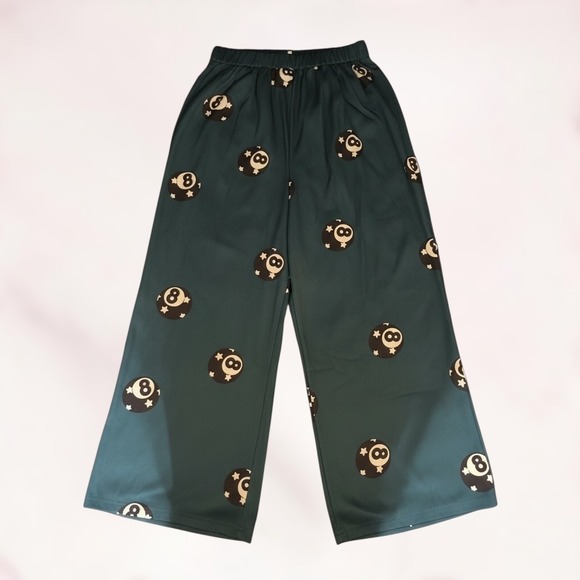 WKND CHASERS Chalk it Up 8 Ball Pants Wide Leg Palazzo Pants Teal Green Size 2XL - Picture 5 of 9
